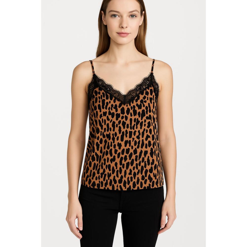 BP Camisole Womens‎ Small Brown Leopard Print Lace Trim Spaghetti Straps Top